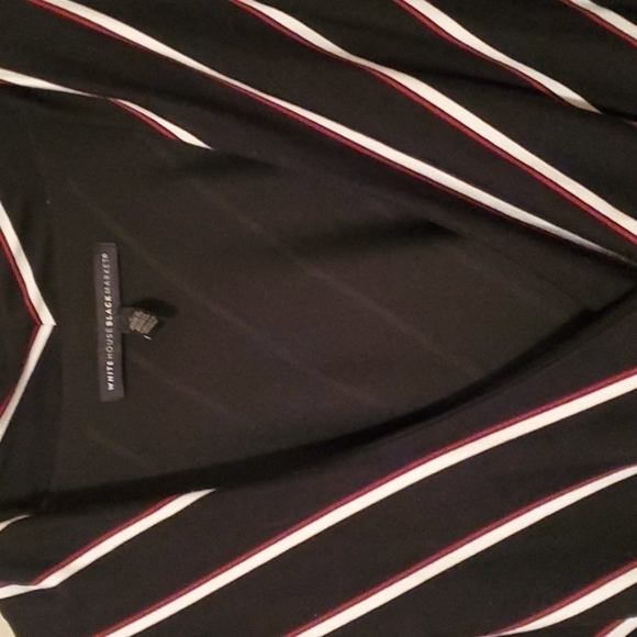 𝅺WHITE House Black Market Surplice Striped Top Sz S/P - Picture 2 of 6